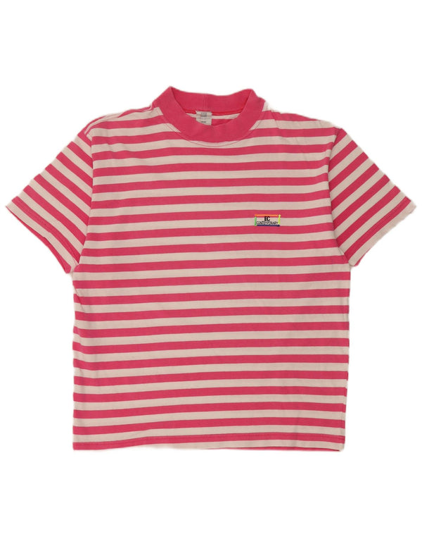 Enrico Coveri Mens T-Shirt Top UK 38 Medium Pink Striped Cotton
