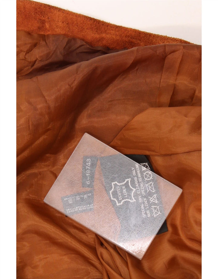 VINTAGE Dame Ruskind Gilet UK 24 4XL Brunt Læder