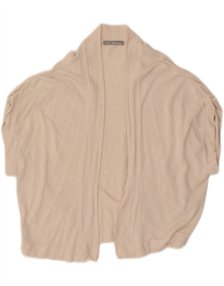 MARKS & SPENCER Womens Short Sleeve Cardigan Sweater UK 16 Large Off White Vintage Marks & Spencer and Second-Hand Marks & Spencer from Messina Hembry 