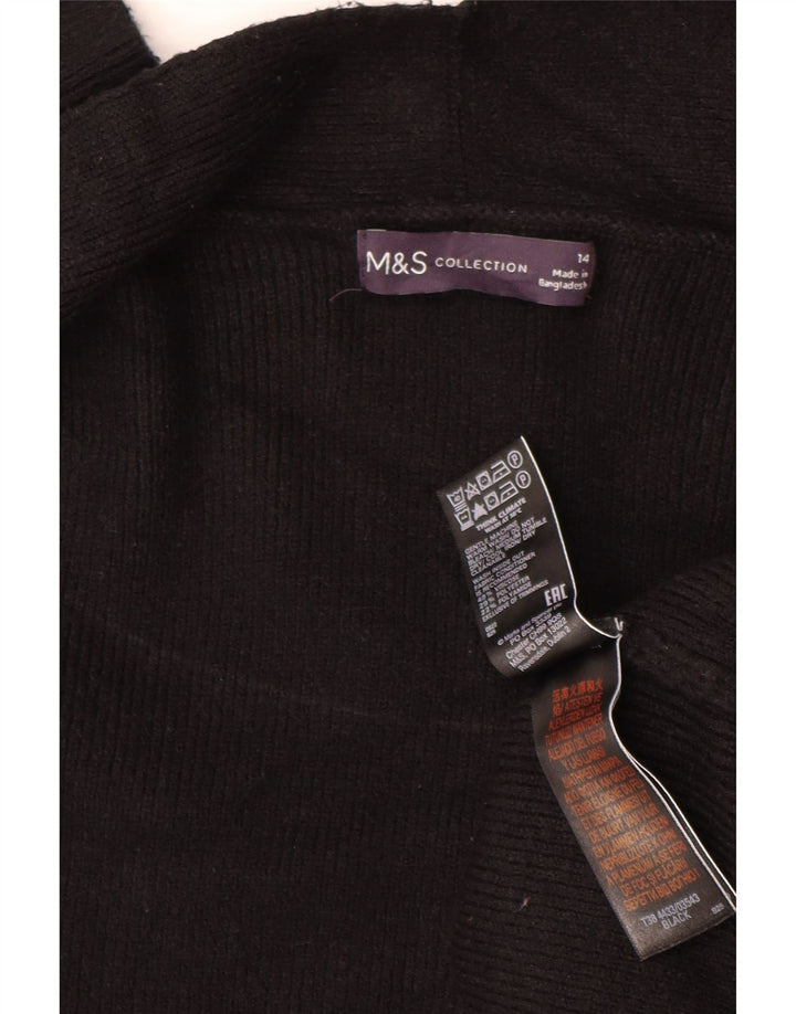 Marks & Spencer Dame Oversized Open Cardigan Sweater UK 14 Large Black