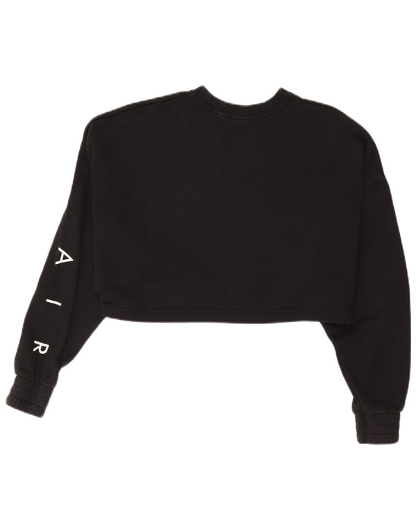NIKE Womens Oversized Crop Sweatshirt Jumper UK 14 Medium Black Sports