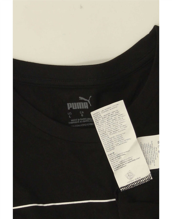 Puma Herre Grafisk T-Shirt Top Stor Sort Bomuld