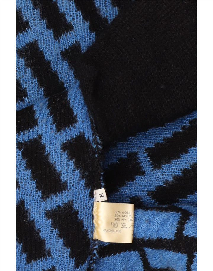 Vintage Dame Longline Oversized Cardigan Sweater UK 14 Medium Blue Check