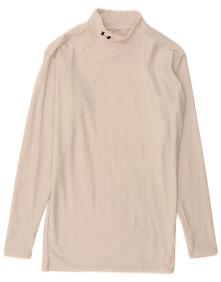 Under Armour Dame Cold Gear Top Langærmet Large Off White Nylon