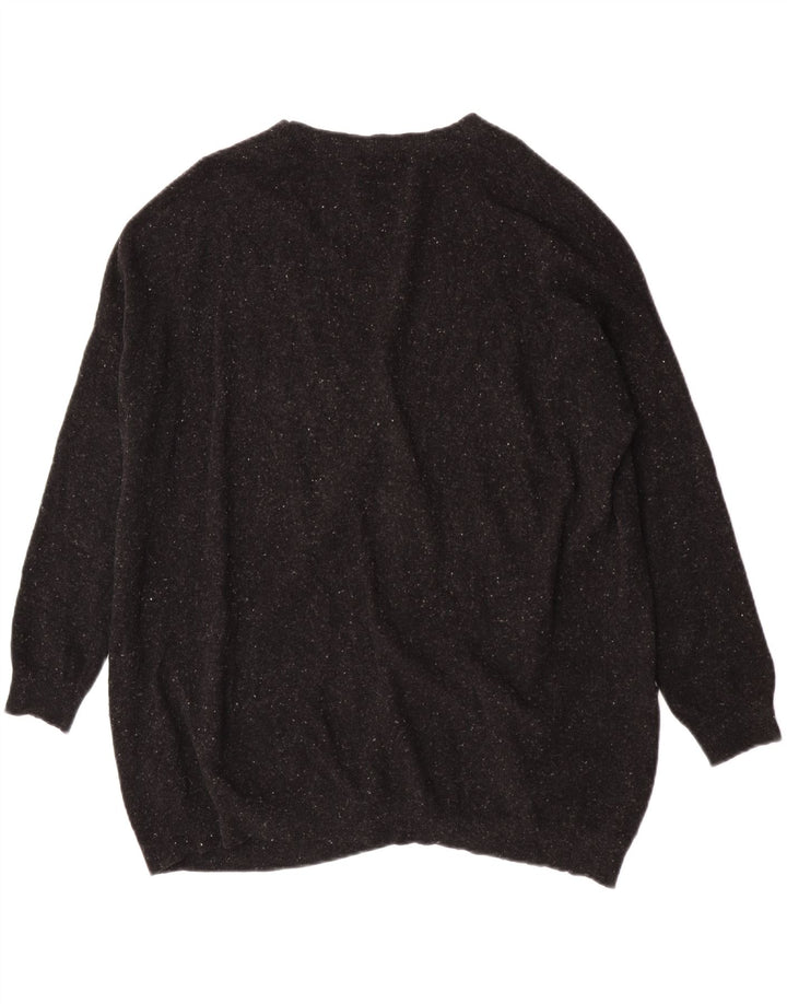 Cos Dame oversized cardigan sweater UK 10 Small Black Flecked Wool
