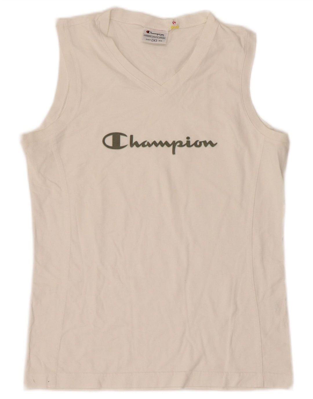 Champion Kvinder Grafisk Vest Top UK 12 Medium Hvid Bomuld