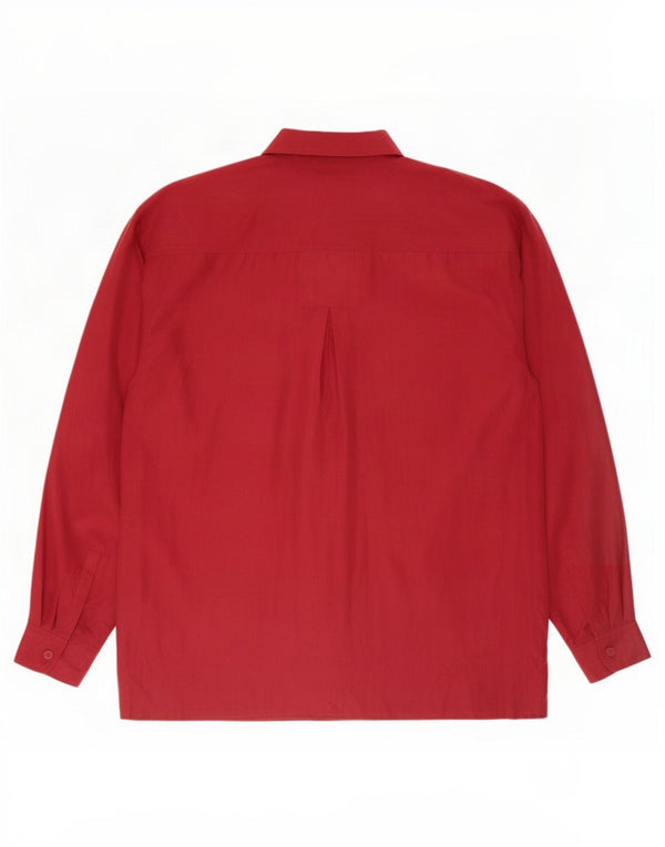 Vintage oversize skjorte til kvinder UK 14 Medium rød silke