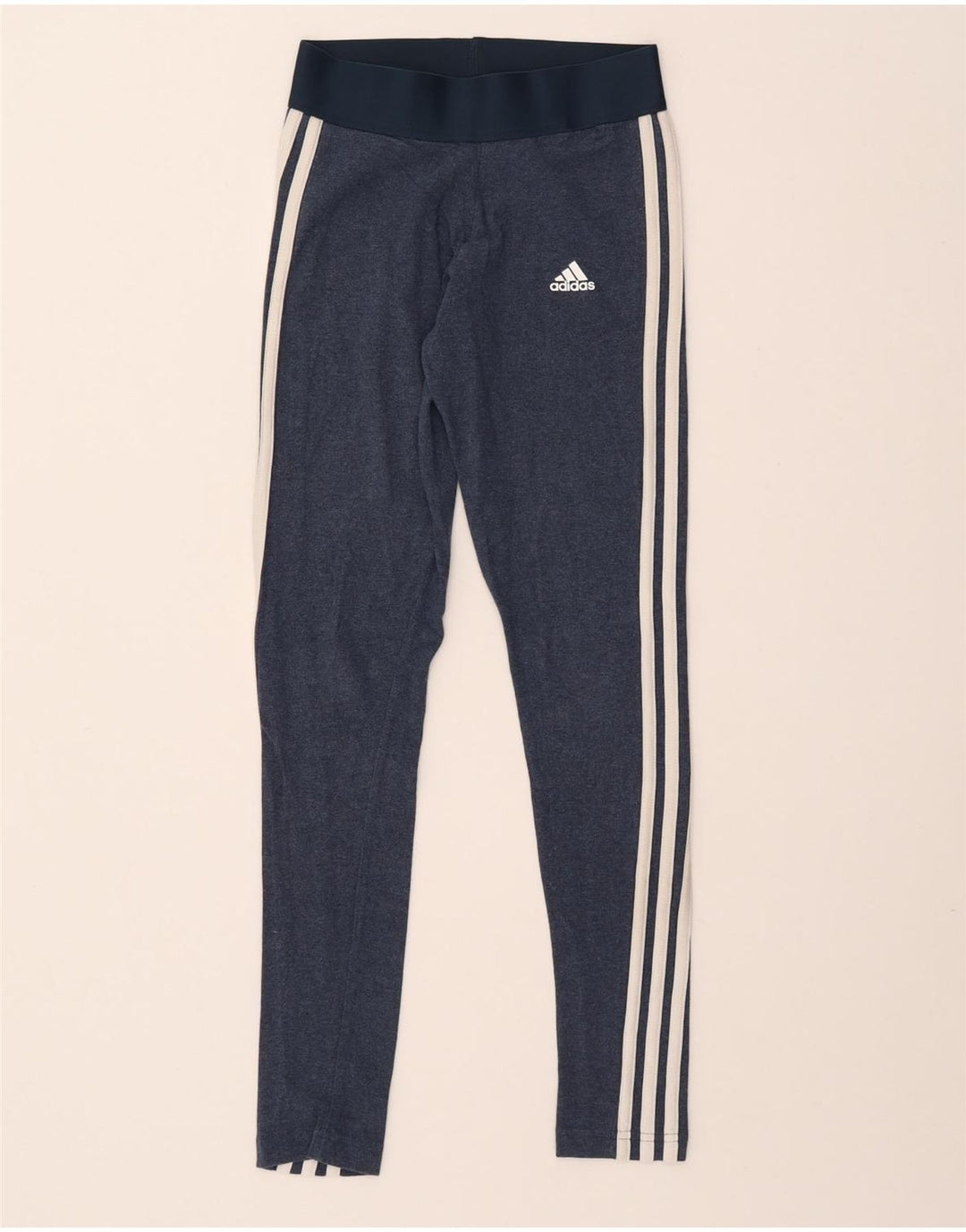 ADIDAS Dame Leggings UK 4/6 XS Marineblå Bomuld