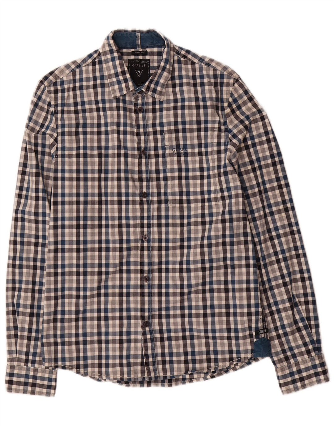 Guess Slim Fit-skjorte til mænd, lille flerfarvet Gingham-bomuld