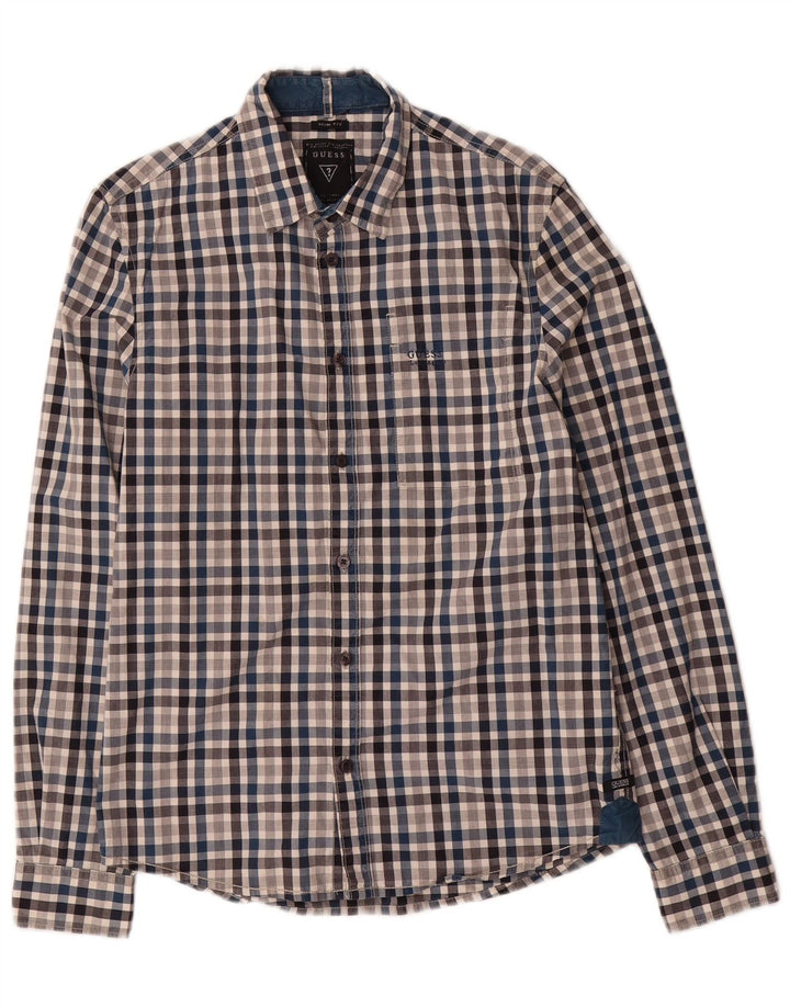 Guess Slim Fit-skjorte til mænd, lille flerfarvet Gingham-bomuld