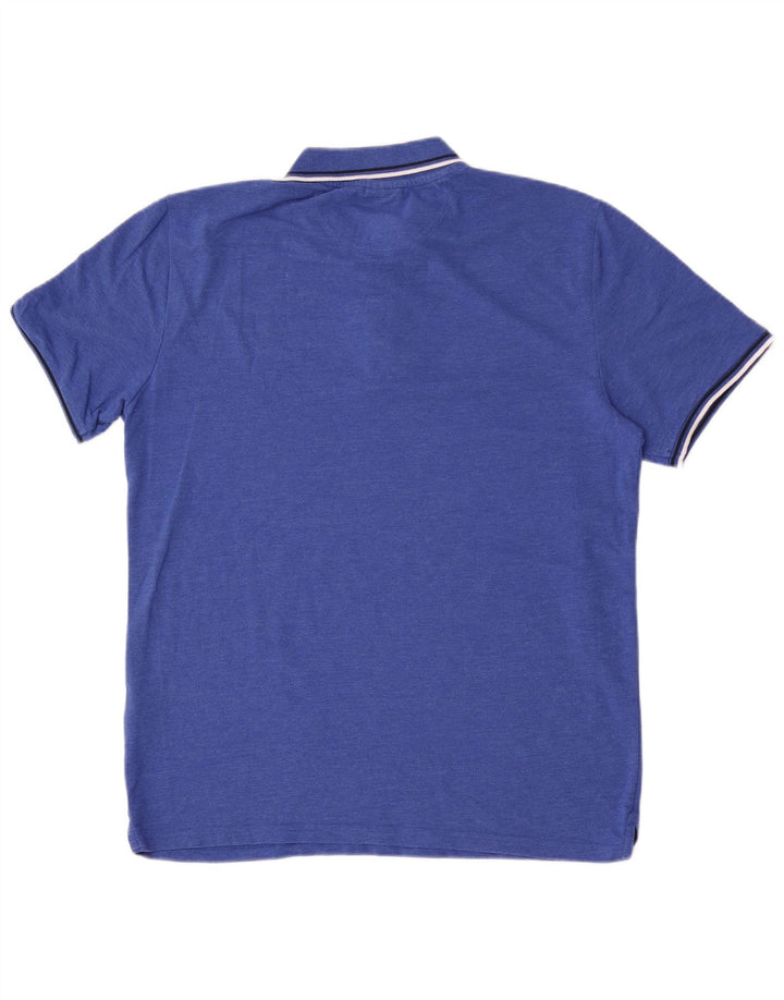 Champion herre poloshirt XL blå stribet bomuld