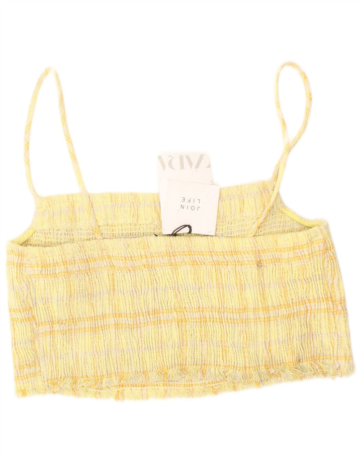 Zara Dame Croptop Medium Gulternet Bomuld