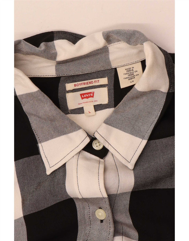 Levi's Womens Boyfriend Flanell Shirt UK 16 Large Black Gingham