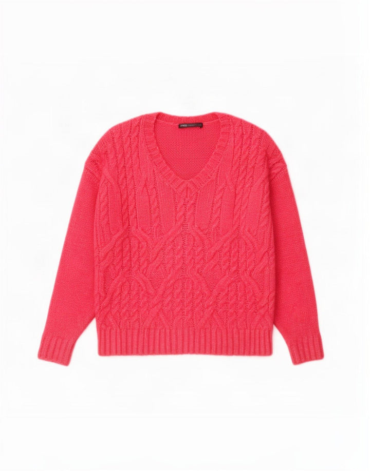 Marks & Spencer Dame Oversized V-hals sweater UK 10 Small Pink