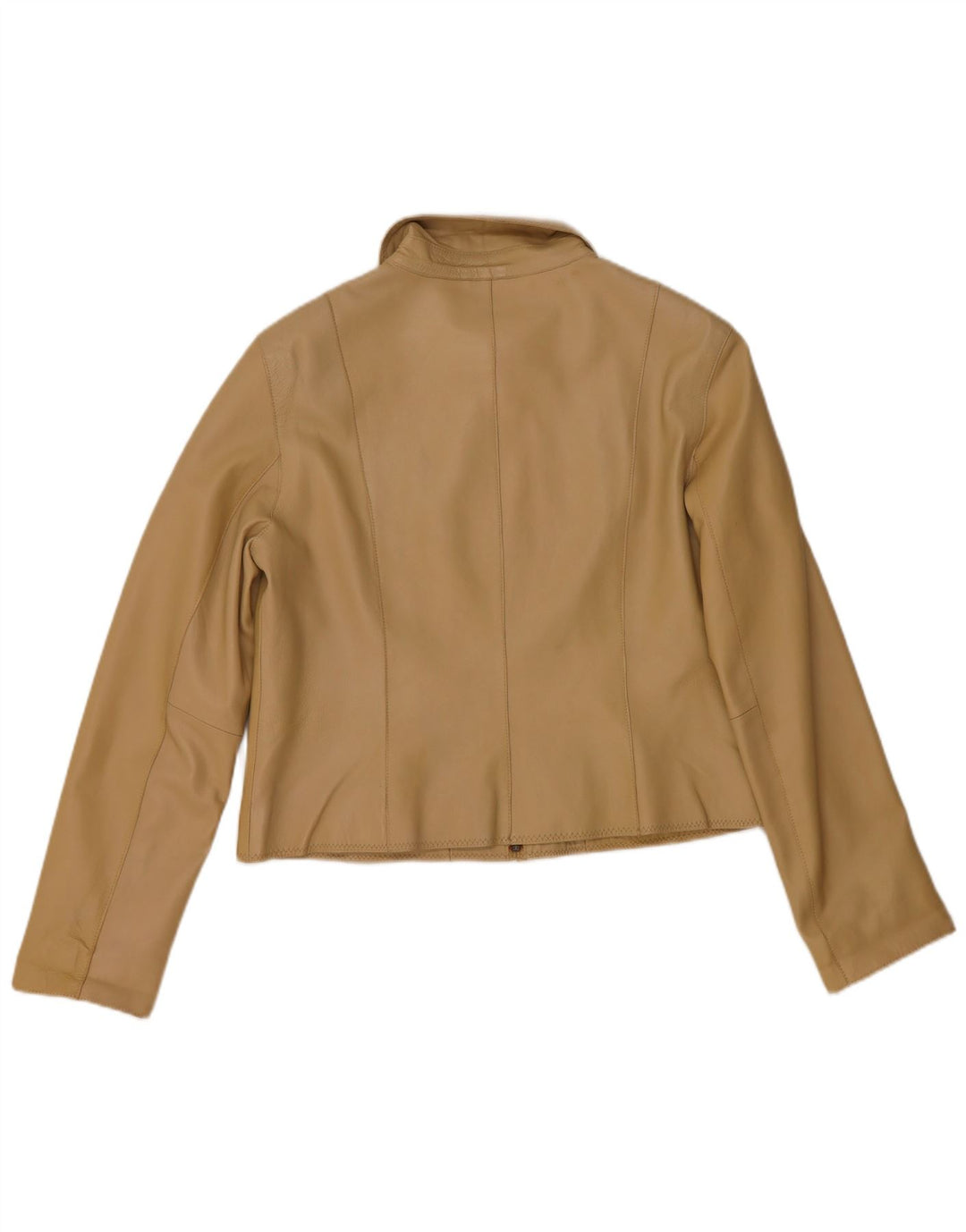Helium Dame Crop Læderjakke UK 14 Medium Beige Læder