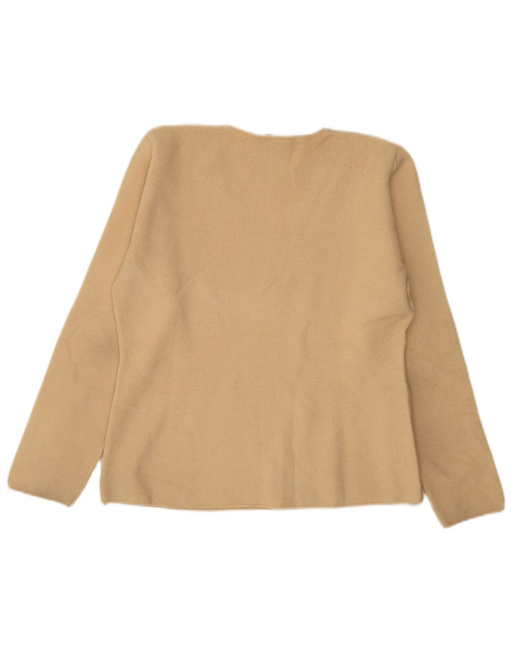 Zara Dame V-hals sweater UK 16 Stor Beige Uld