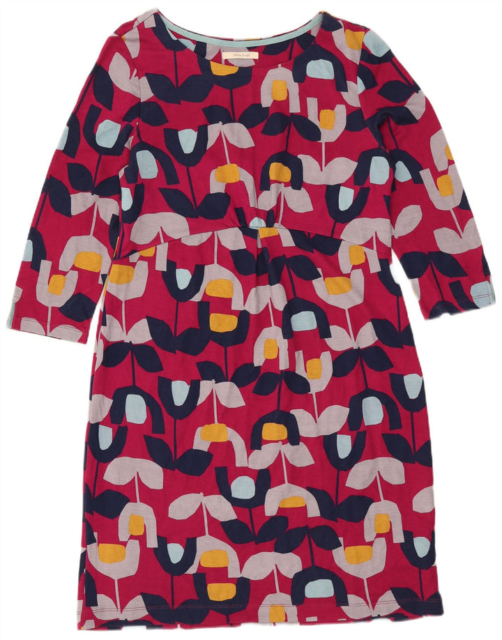 WHITE STUFF Kvinders 3/4-ærmede skedekjole UK 12 Medium Pink Floral