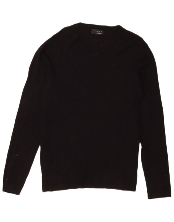 Zara Herre V-hals sweater Medium Sort Viscose