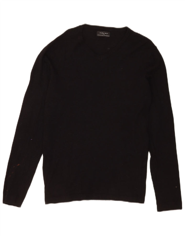 Zara Herre V-hals sweater Medium Sort Viscose