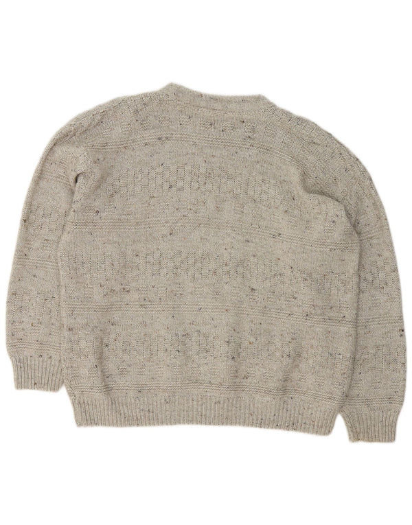 Vintage herre sweater med rund hals, stor grå