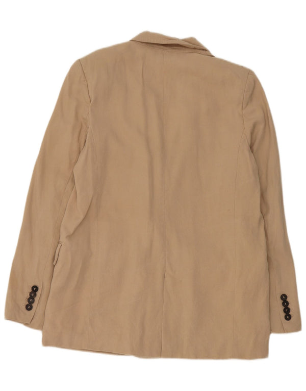 Zara Dame 1 Knap Blazer Jakke UK 6 XS Beige Lyocell