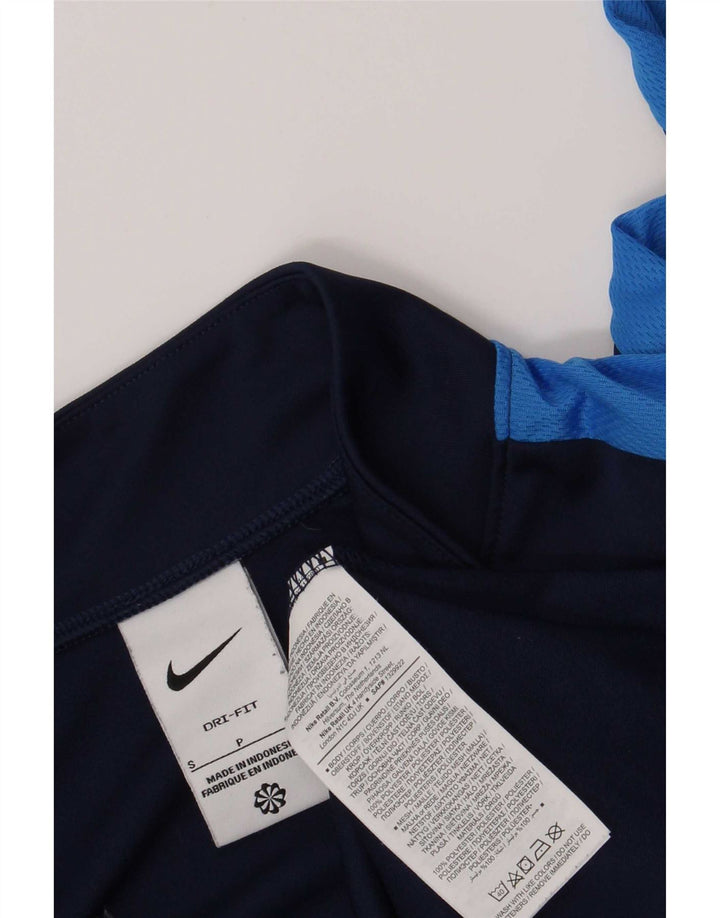 Nike Herre Dri Fit Top Langærmet med lynlåshals, lille marineblå farveblok