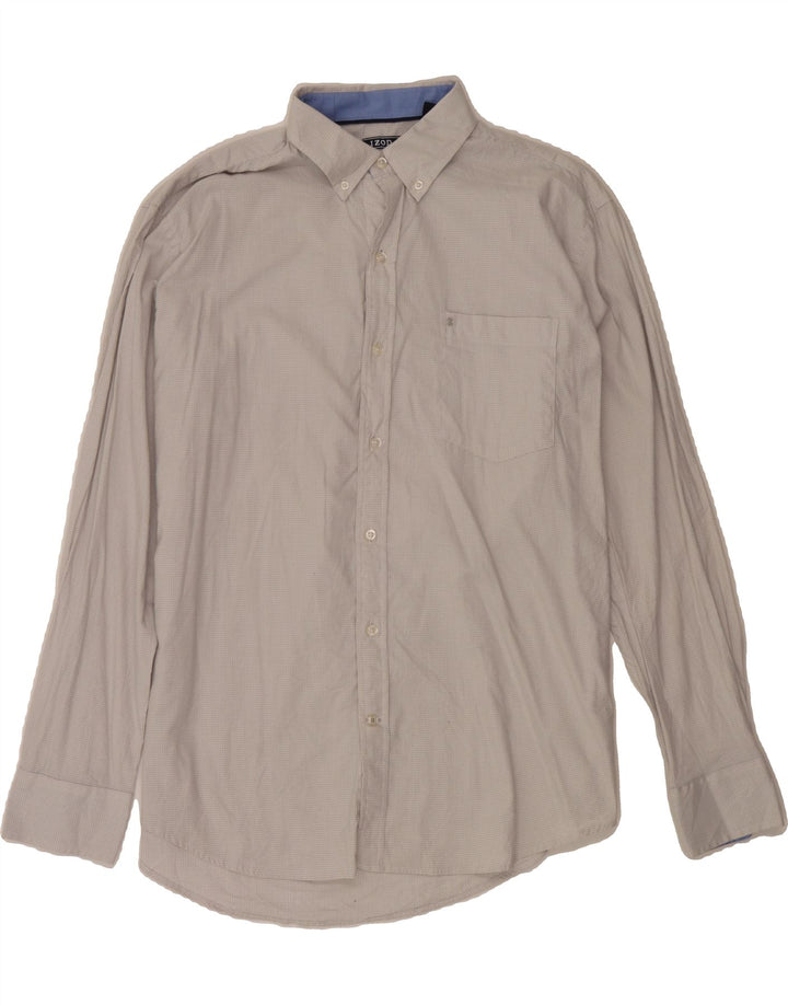 IZOD Mens Shirt Large Grey Check Cotton Vintage Izod and Second-Hand Izod from Messina Hembry 