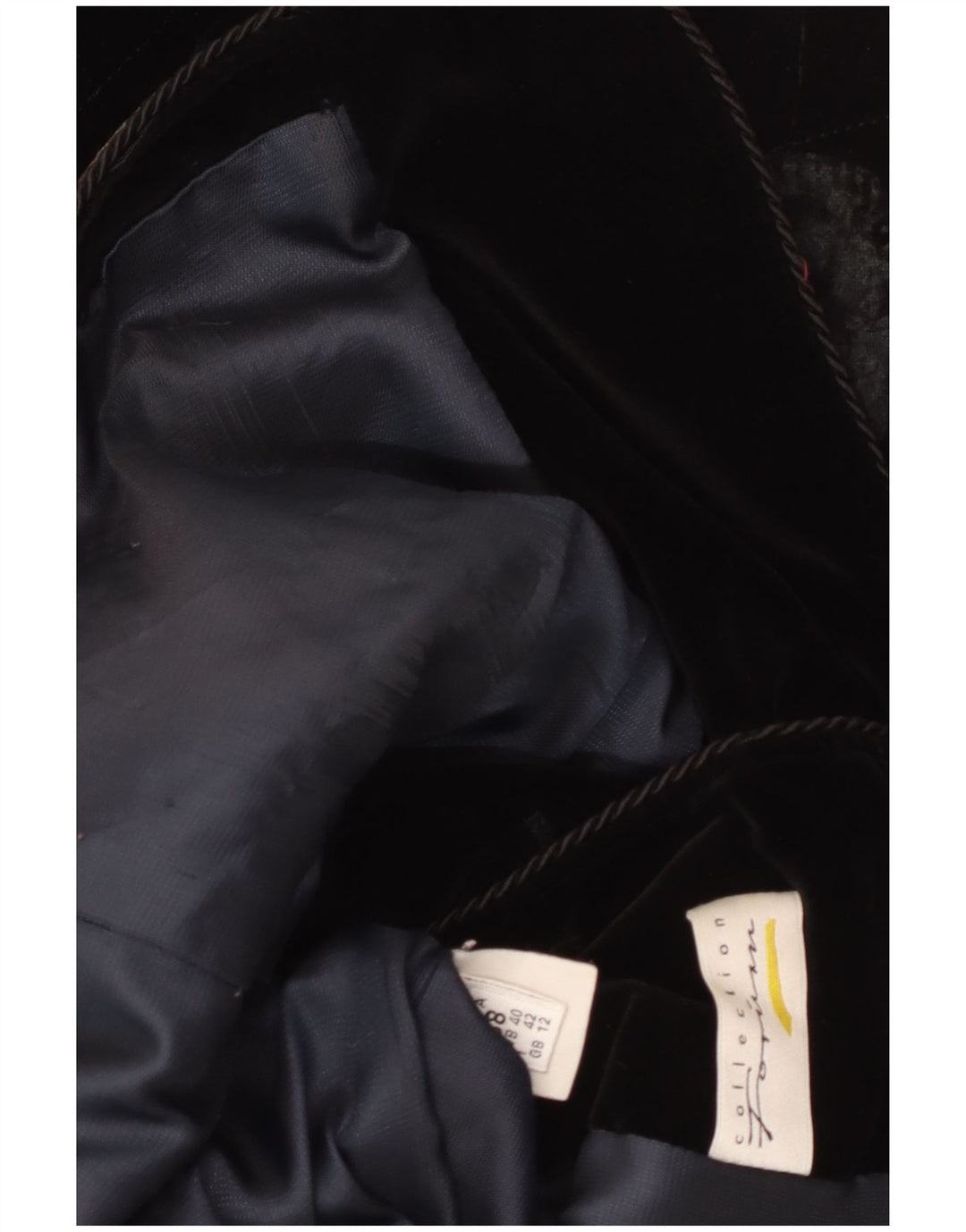 Vintage Kvinders Grafisk Velvet Overfrakke UK 12 Medium Black Floral