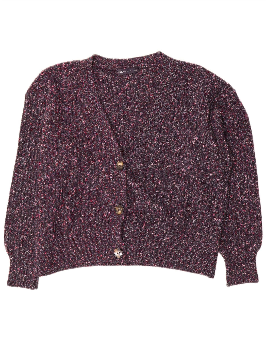 Marks & Spencer Dame cardigan Sweater UK 16 Large Purple Flecked