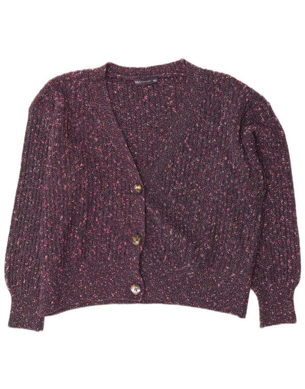 Marks & Spencer Dame cardigan Sweater UK 16 Large Purple Flecked