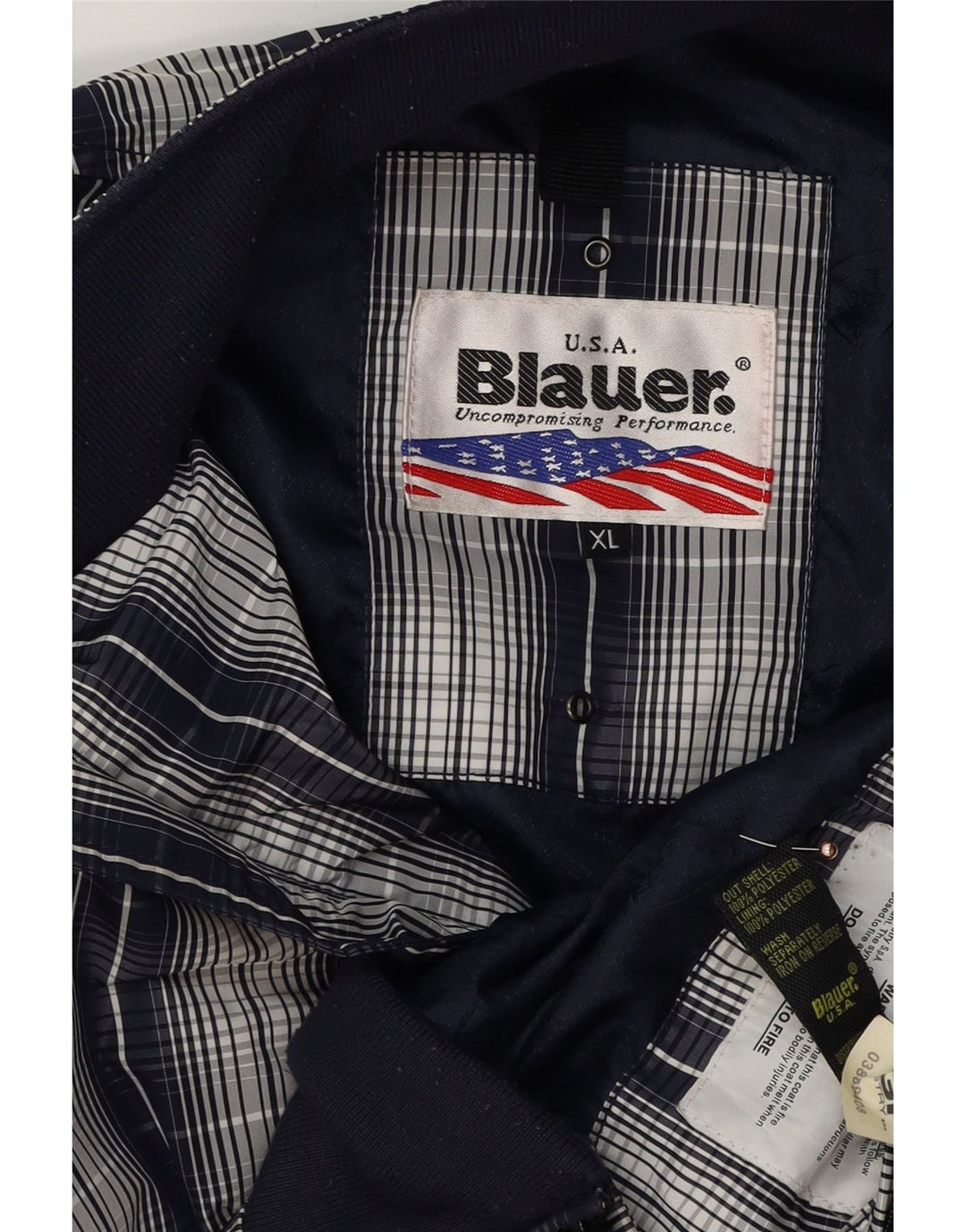 Blauer Bomberjakke til mænd UK 42 XL marineblå ternet polyester