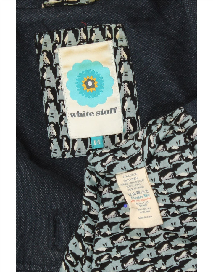White Stuff Dame Dobbeltradet Frakke UK 14 Medium Navy Blue Bomuld