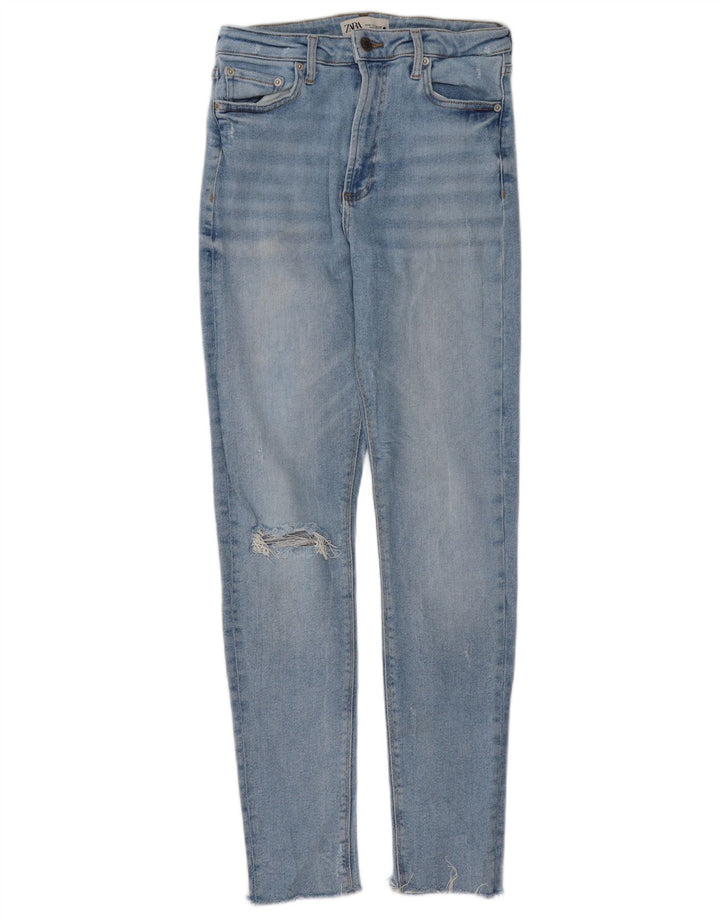 Zara Dame Distressed Skinny Jeans EU 38 Small W28 L30 Blue