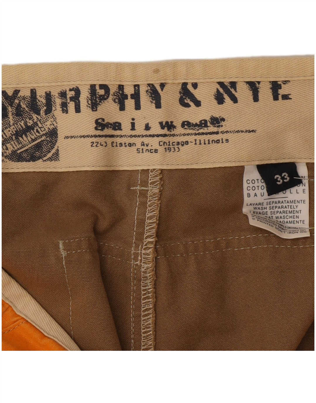 Murphy & Nye Herre Sailwear Shorts W33 Medium Orange Colourblock Bomuld