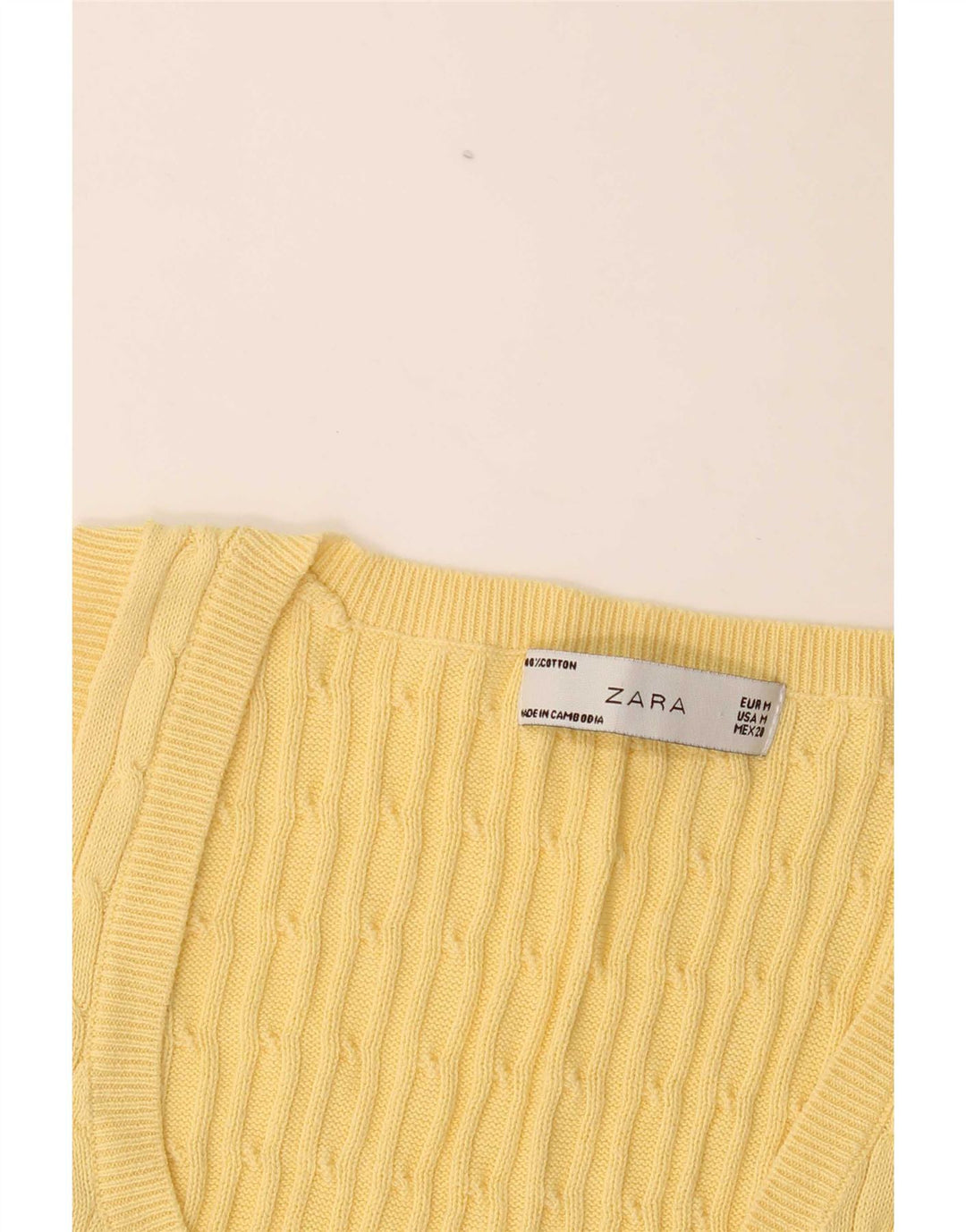 Zara Dame Vest Tank Top UK 12 Medium Gul Bomuld