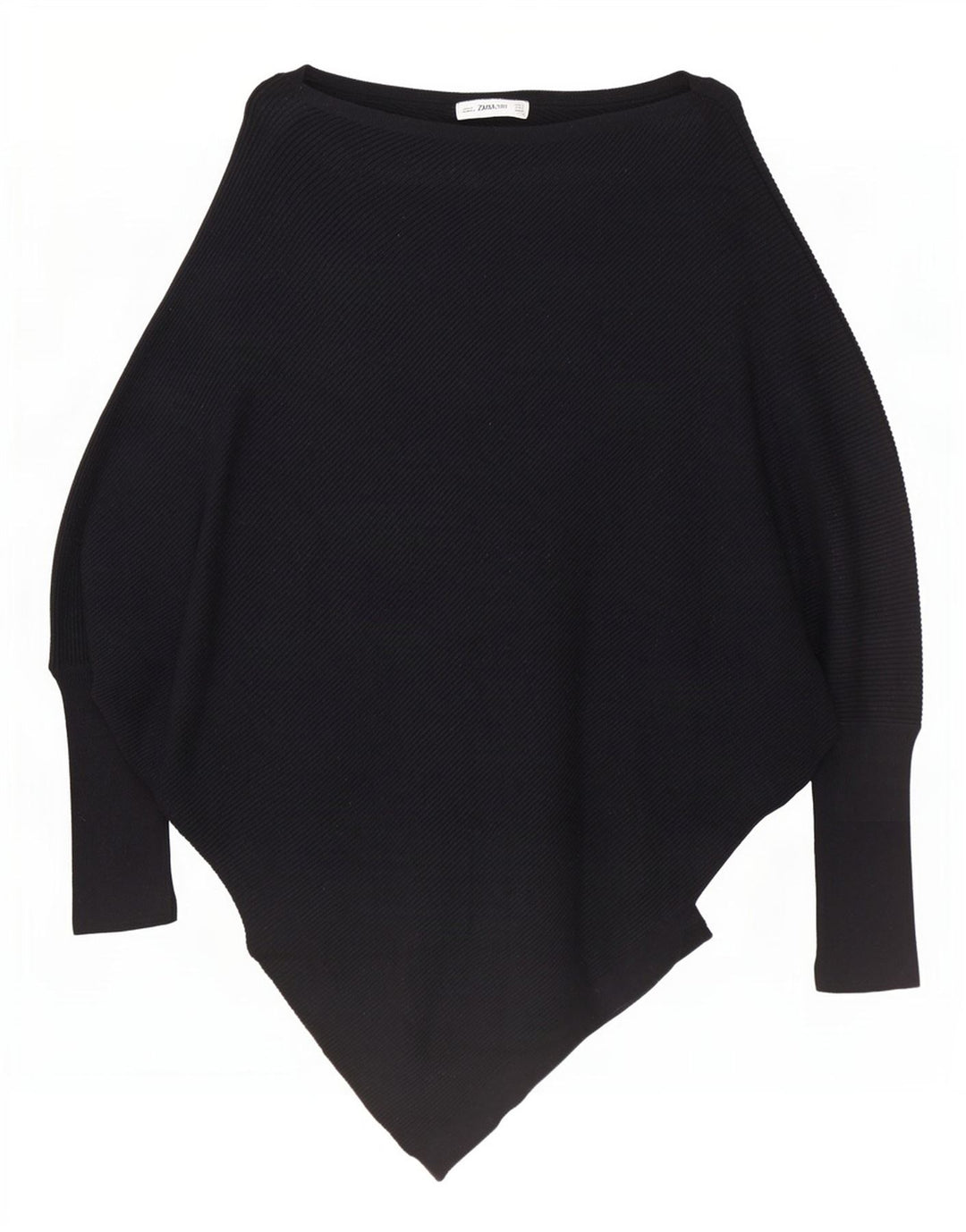 Zara Womens Oversized Asymmetrisk Boat Neck Jumper Sweater UK 10 Small Black
