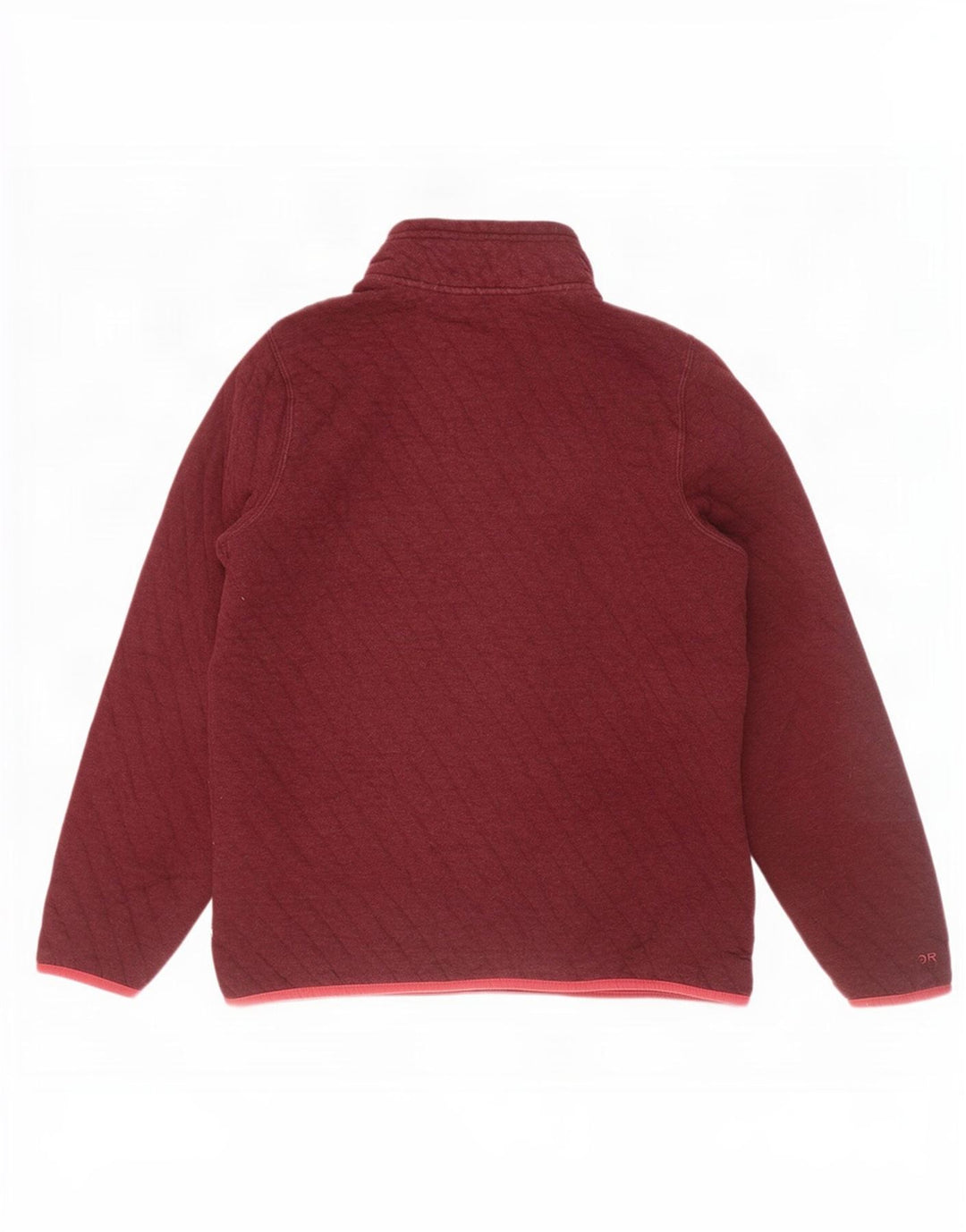 Orvis Womens Button Neck Sweatshirt Jumper UK 14 Medium Maroon Cotton