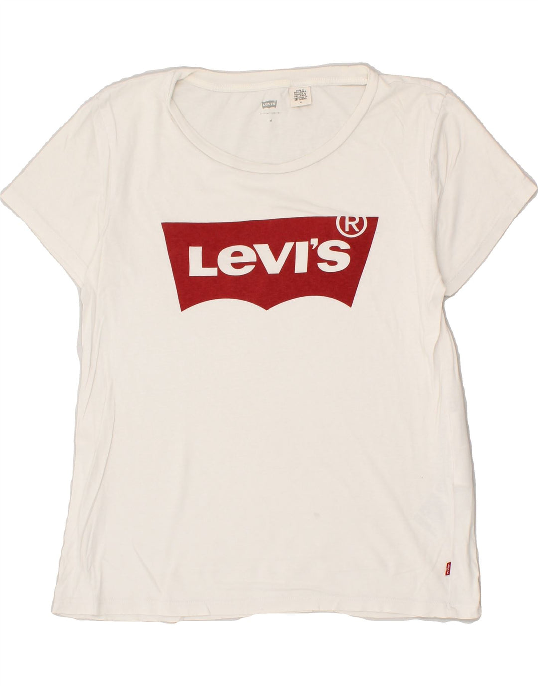 LEVI'S Womens Graphic T-Shirt Top UK 12 Medium White Cotton Vintage Levi's and Second-Hand Levi's from Messina Hembry 