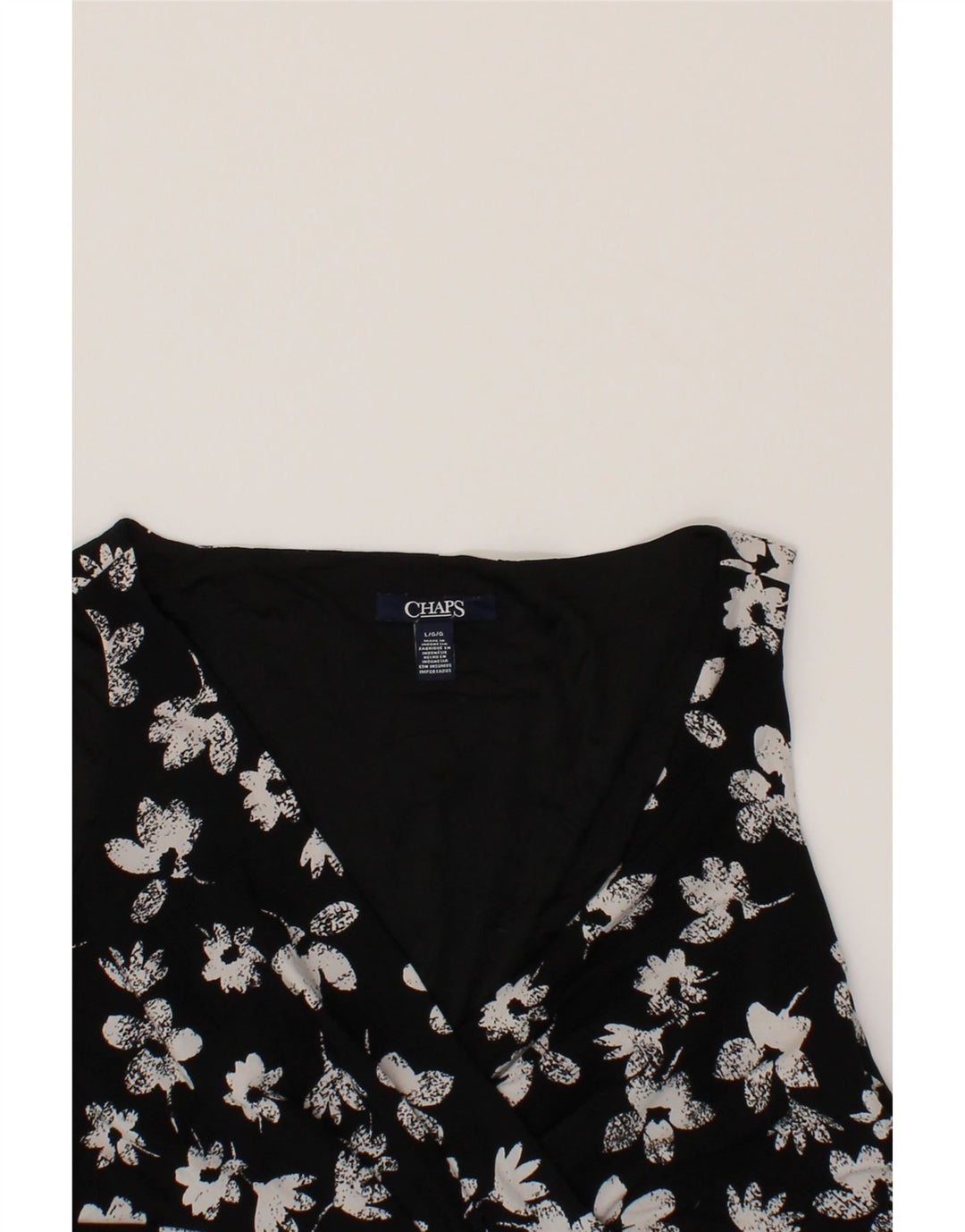CHAPS Womens Sleeveless A-Line Dress UK 14 Large Black Floral Polyester Vintage Chaps and Second-Hand Chaps from Messina Hembry 