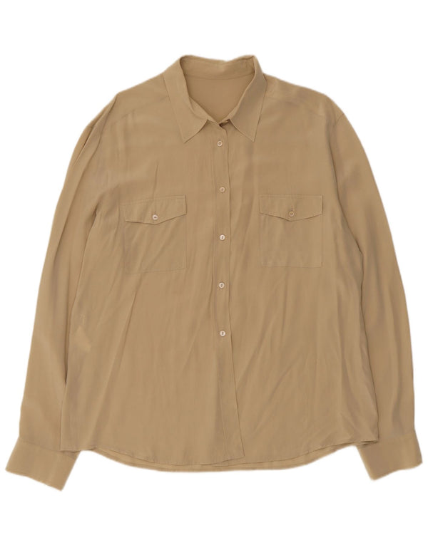 GVB skjortebluse til kvinder UK 18 XL Khaki Silk