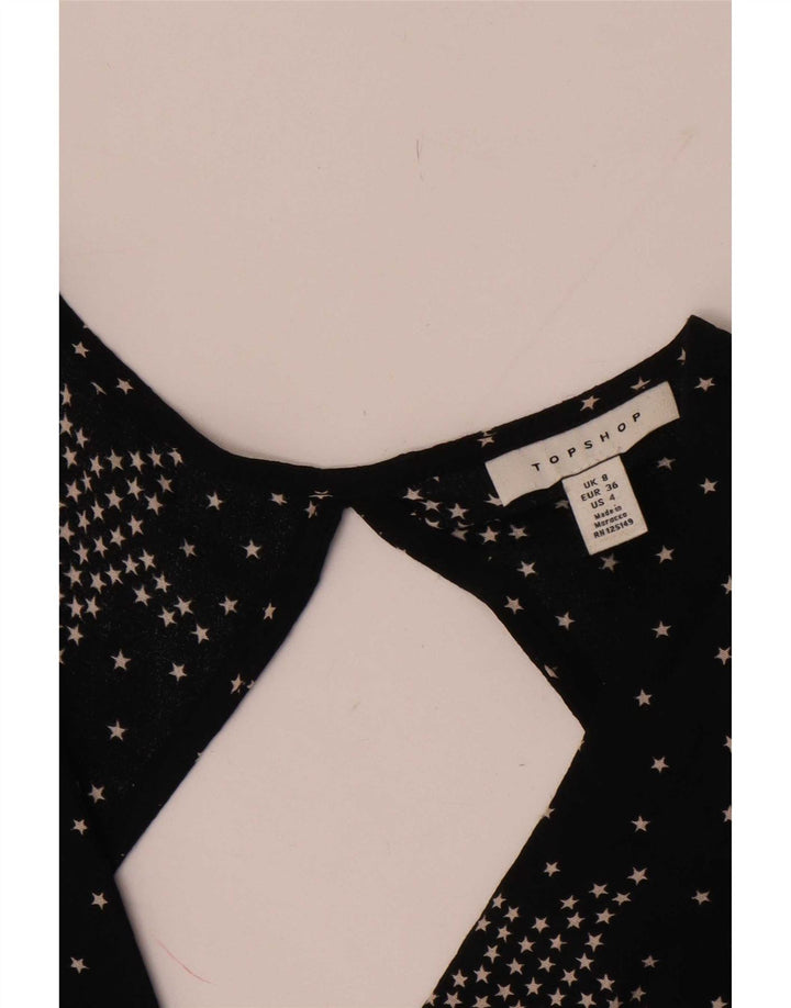 Topshop Dame Abstrakt Mønster Maxikjole UK 8 Small Black Spotted