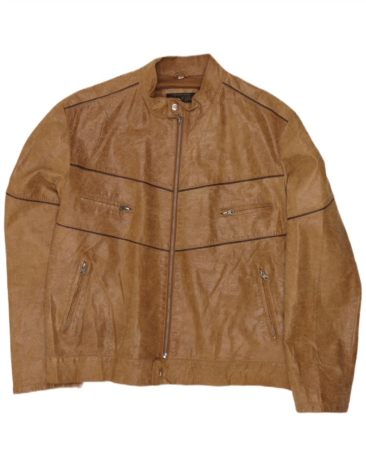 Vintage Herre Læderjakke IT 54 2XL Beige Læder