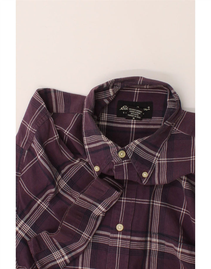 EDDIE BAUER Mens Short Sleeve Shirt Medium Purple Check Cotton Vintage Eddie Bauer and Second-Hand Eddie Bauer from Messina Hembry 