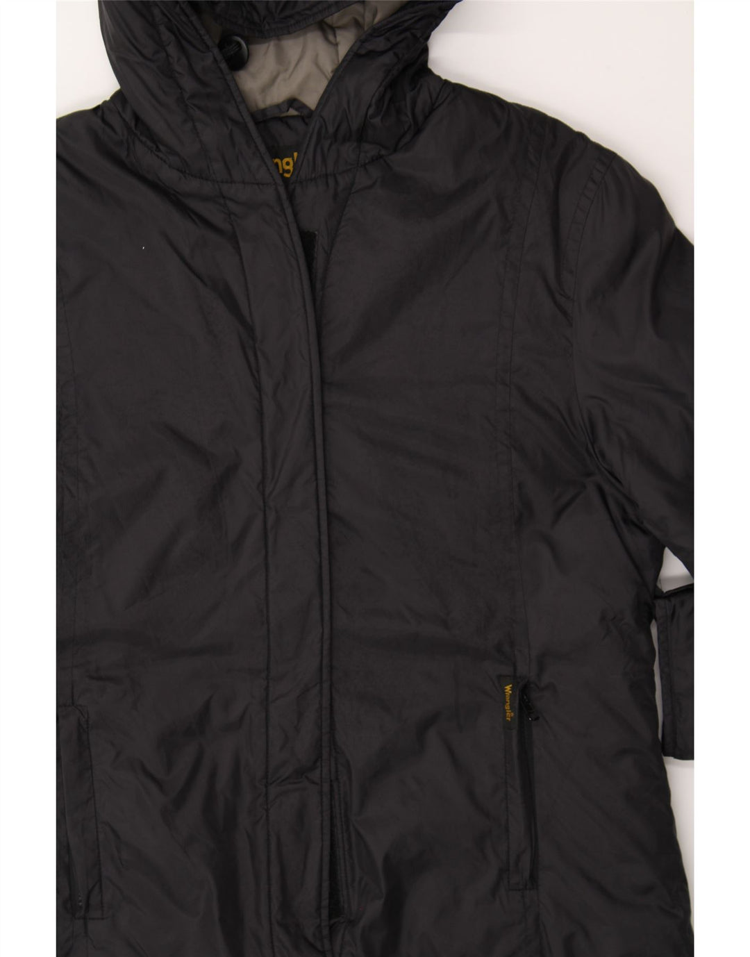 WRANGLER Womens Hooded Windbreaker Jacket UK 16 Large Black Polyamide Vintage Wrangler and Second-Hand Wrangler from Messina Hembry 