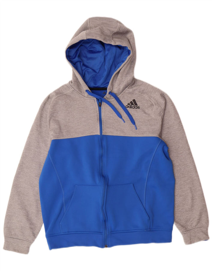 ADIDAS Dame Climawarm Hættetrøje Sweater UK 14 Medium Blue Colourblock