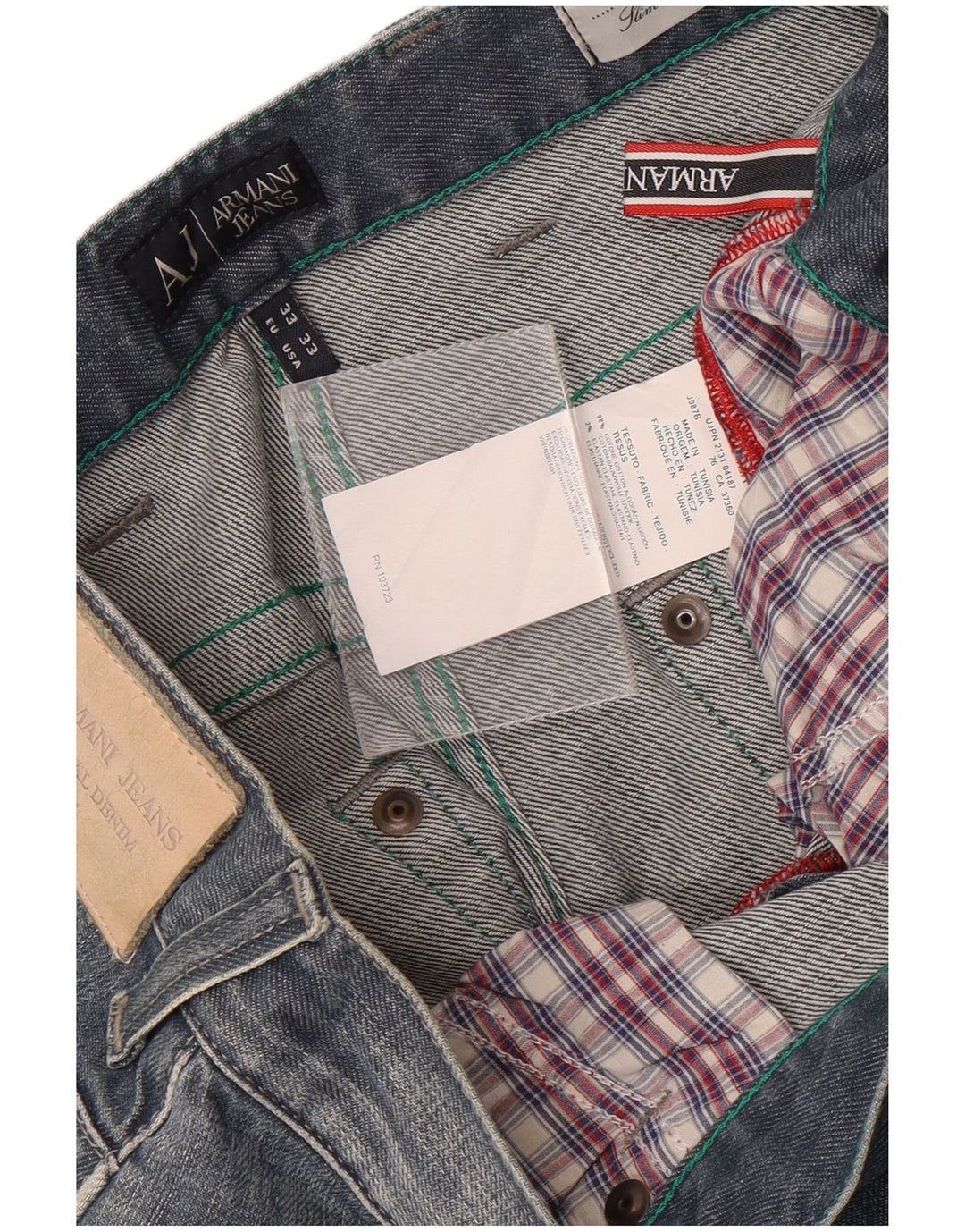 Armani Herre Distressed Slim Jeans W33 L32 Blå Bomuld
