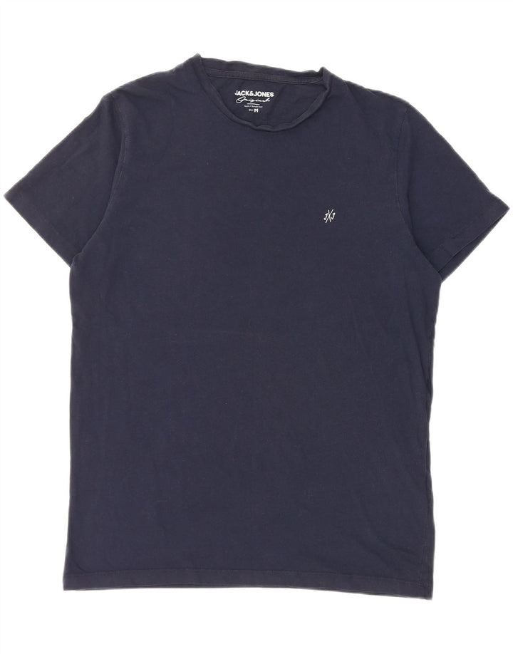 JACK & JONES Herre T-Shirt Top Medium Marineblå Bomuld