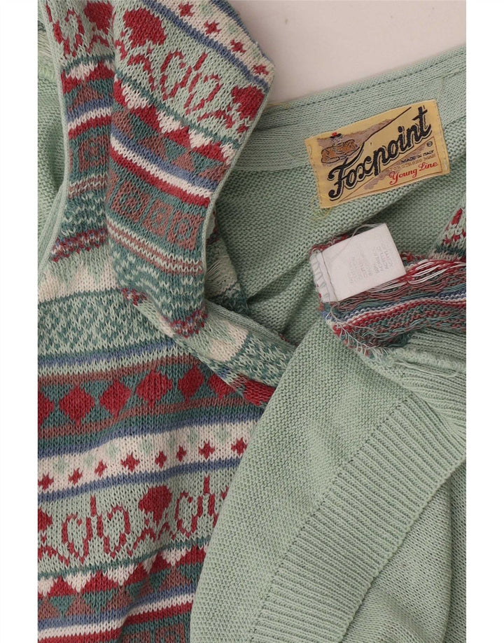 Vintage herre ærmeløs cardigan sweater Medium Flerfarvet Fair Isle