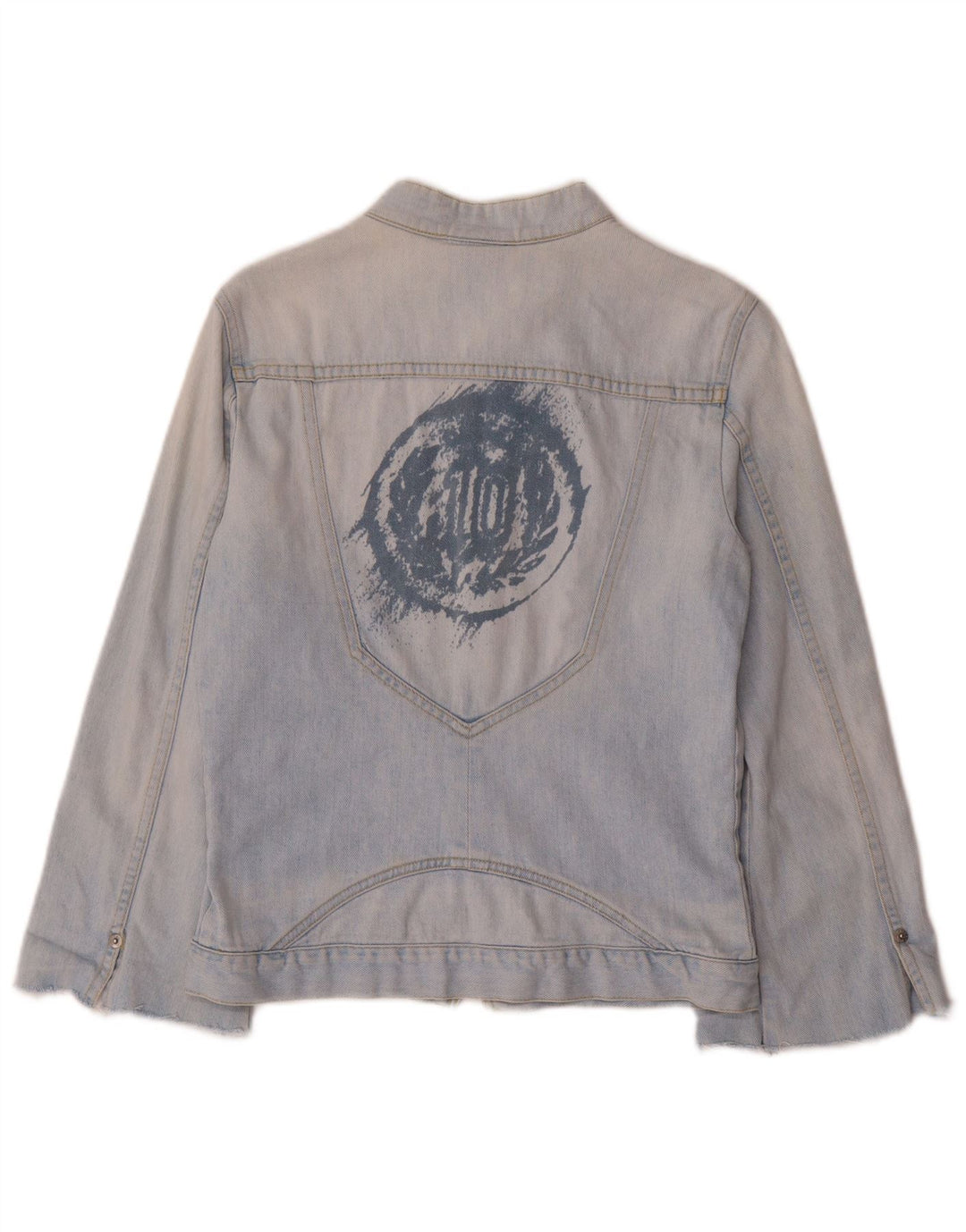 Diesel Dame grafisk denimjakke UK 10 Small Blue Cotton