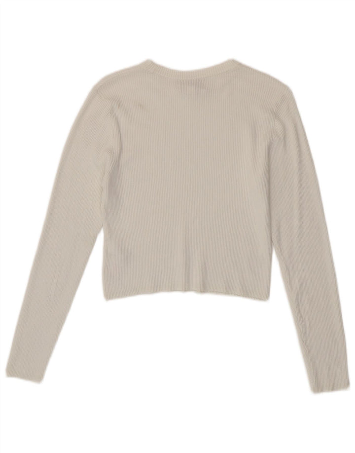 Marks & Spencer Dame Crop Top Langærmet UK 14 Medium White Viscose